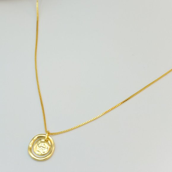 Mila 18K Gold Vermeil Hammered Medal Necklace - Picture 2 of 11